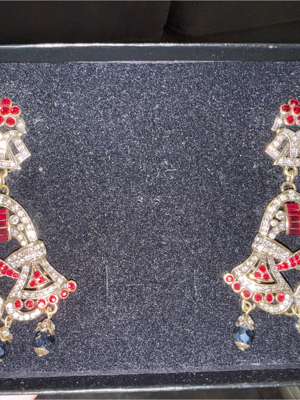 Heidi Daus Gold-Tone Earrings with Red and Black Accents